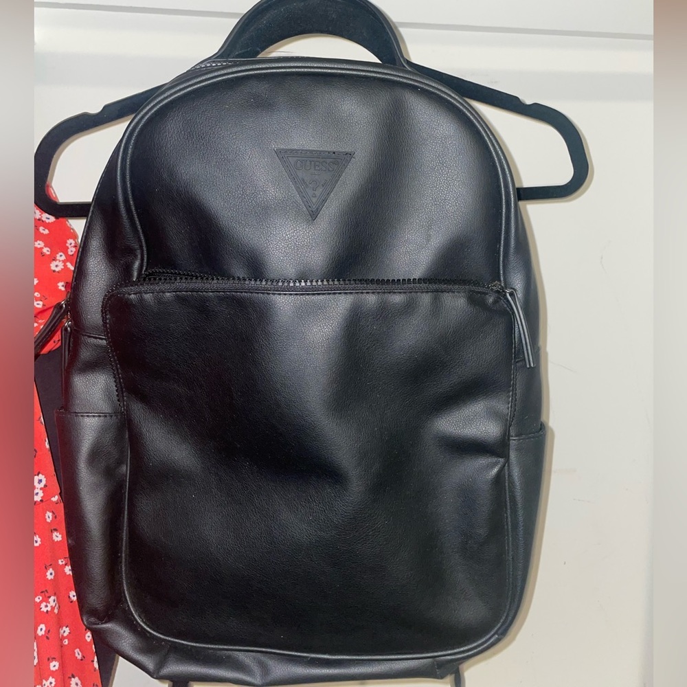 Black leather backpack